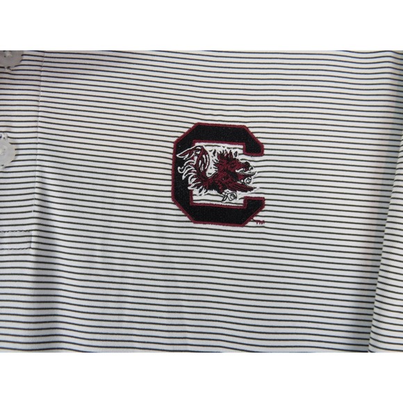 Under Armour South Carolina Gamecocks Polo Shirt XL Loose Fit Striped White - Picture 2 of 9